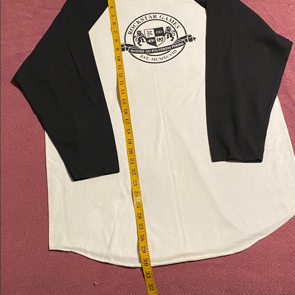 Rockstar Games crest logo 3/4 sleeve ringer tee. Black & white. XL - Picture 2 of 8